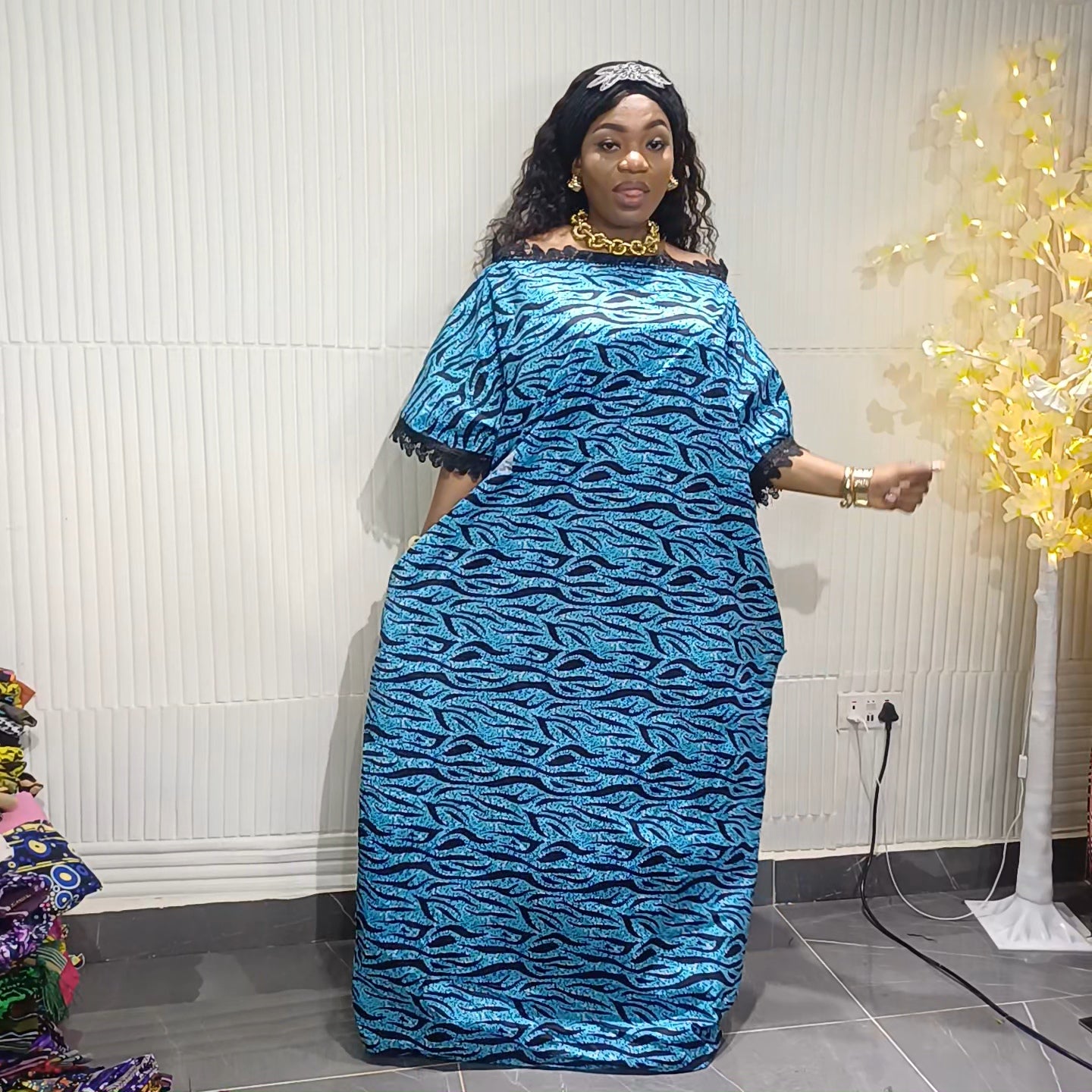Royal Wave Lace Bubu Dress