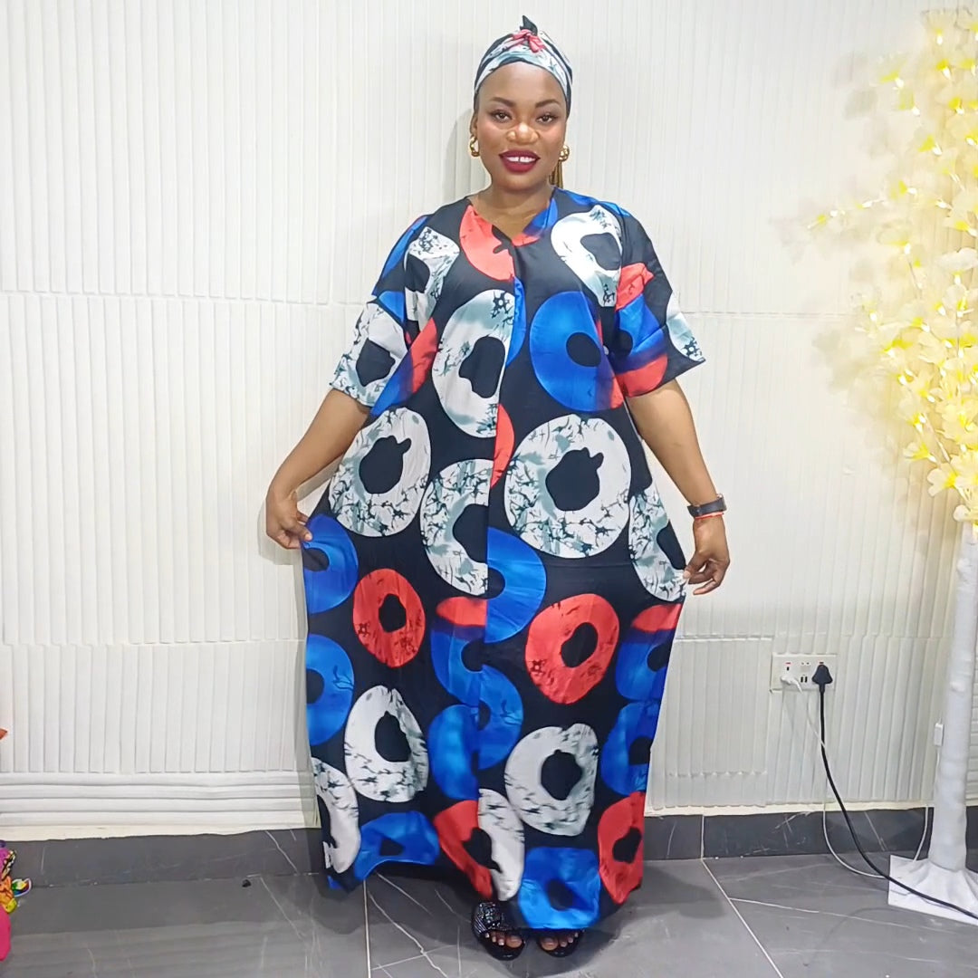 Luxe multi colour dress with matching Scarf