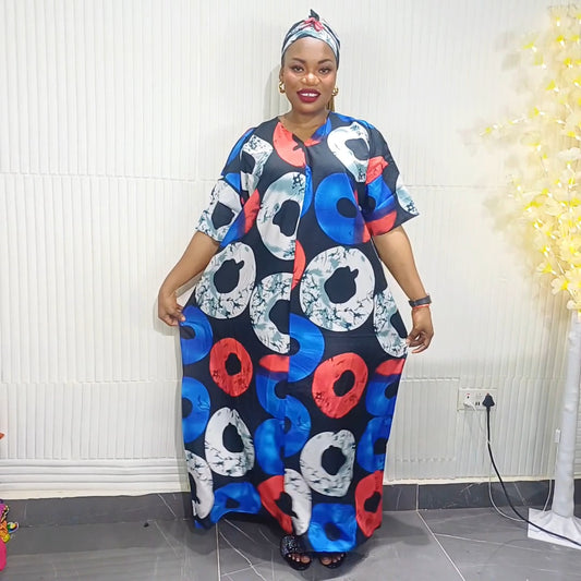 Luxe multi colour dress with matching Scarf